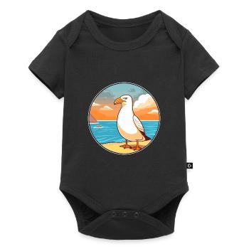 Seagull Watercolor Cartoon Kawaii Clipart Animal - Baby Premium short-sleeve bodysuit - black - Front