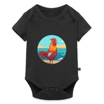 Rooster Watercolor Cartoon Kawaii Clipart Animal - Baby Premium short-sleeve bodysuit - black - Front
