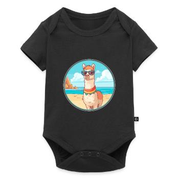 Llama Watercolor Cartoon Kawaii Clipart Animal - Baby Premium short-sleeve bodysuit - black - Front