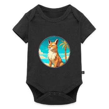 Lynx Watercolor Cartoon Kawaii Clipart Animal - Baby Premium short-sleeve bodysuit - black - Front