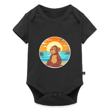 Monkey Watercolor Cartoon Kawaii Clipart Animal - Baby Premium short-sleeve bodysuit - black - Front