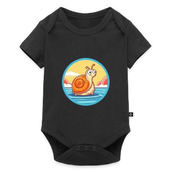Snail Watercolor Cartoon Kawaii Clipart Animal - Baby Premium short-sleeve bodysuit - black - Front