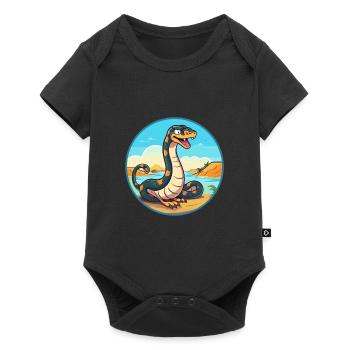 Snake Watercolor Cartoon Kawaii Clipart Animal - Baby Premium short-sleeve bodysuit - black - Front