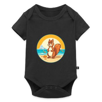 Squirrel Watercolor Cartoon Kawaii Clipart Animal - Baby Premium short-sleeve bodysuit - black - Front