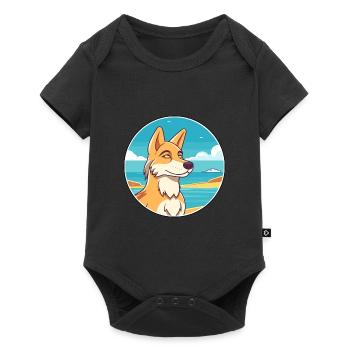 Wolf Watercolor Cartoon Kawaii Clipart Animal - Baby Premium short-sleeve bodysuit - black - Front
