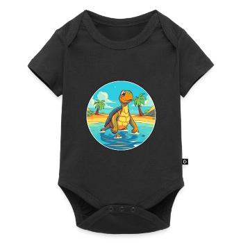 Turtle Watercolor Cartoon Kawaii Clipart Animal - Baby Premium short-sleeve bodysuit - black - Front