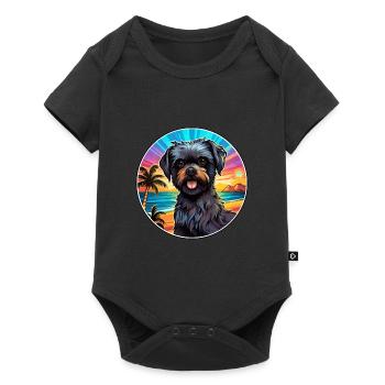Affenpinscher Dog Breed Colorful Cartoon Watercolo - Baby Premium short-sleeve bodysuit - black - Front