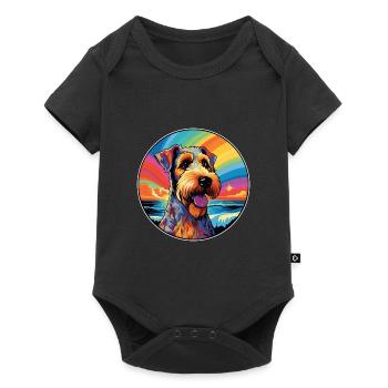 Airedale Terrier Chien Race Coloré Cartoon Waterc - Body à manches courtes Premium Bébé - noir - Devant