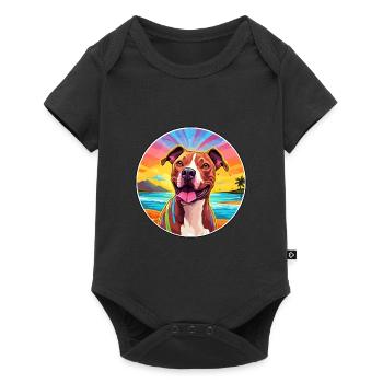 American Pitbull Terrier Dog Breed Colorful Cartoo - Baby Premium short-sleeve bodysuit - black - Front