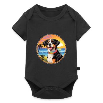 Appenzeller Sennenhund Dog Breed Colorful Cartoon - Baby Premium short-sleeve bodysuit - black - Front