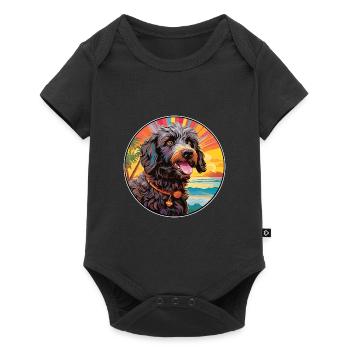Barbet Dog Breed Colorful Cartoon Watercolor - Baby Premium short-sleeve bodysuit - black - Front