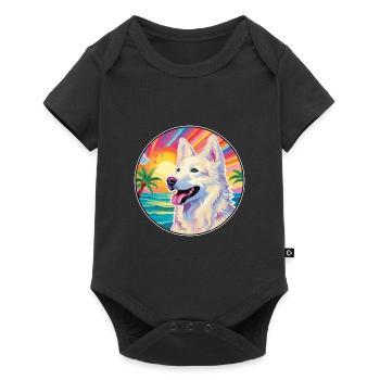 Berger Blanc Suisse Dog Breed Colorful Cartoon Wat - Baby Premium short-sleeve bodysuit - black - Front