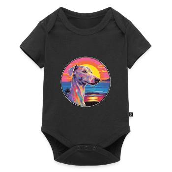 Bedlington Terrier Dog Breed Colorful Cartoon Wate - Baby Premium short-sleeve bodysuit - black - Front