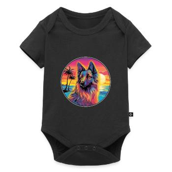 Belgian Tervuren Dog Breed Colorful Cartoon Waterc - Baby Premium short-sleeve bodysuit - black - Front