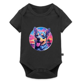 Blue Heeler Dog Breed Colorful Cartoon Watercolor - Baby Premium short-sleeve bodysuit - black - Front