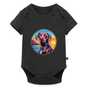 Braque Auvergne Dog Breed Colorful Cartoon Waterco - Baby Premium short-sleeve bodysuit - black - Front