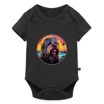 Briard Dog Breed Colorful Cartoon Watercolor - Baby Premium short-sleeve bodysuit - black - Front