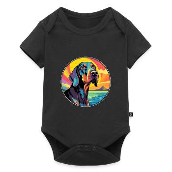 Noir Et Tan Coonhound Race De Chien Coloré Dessin Animé - Body à manches courtes Premium Bébé - noir - Devant