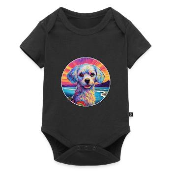 Chinese Imperial Dog Breed Colorful Cartoon Waterc - Baby Premium short-sleeve bodysuit - black - Front