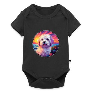 Coton De Tulear Dog Breed Colorful Cartoon Waterco - Body à manches courtes Premium Bébé - noir - Devant