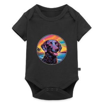 Curly Coated Retriever Dog Breed Colorful Cartoon - Baby Premium short-sleeve bodysuit - black - Front