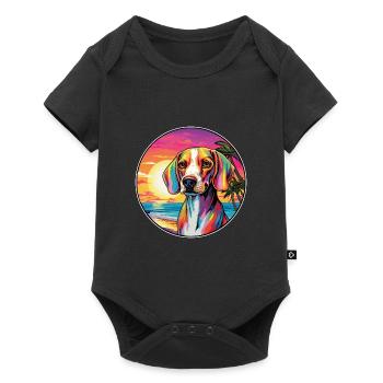 Estonian Hound Dog Breed Colorful Cartoon Watercol - Baby Premium short-sleeve bodysuit - black - Front