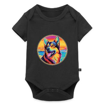 Race de chien de berger d’Europe de l’Est Dessin animé coloré - Body à manches courtes Premium Bébé - noir - Devant