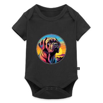 Englische Dogge Hunderasse Bunte Karikatur Waterco - Baby Premium Kurzarmbody - Schwarz - Vorne