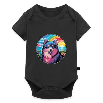 Finnish Lapphund Dog Breed Colorful Cartoon Waterc - Baby Premium short-sleeve bodysuit - black - Front