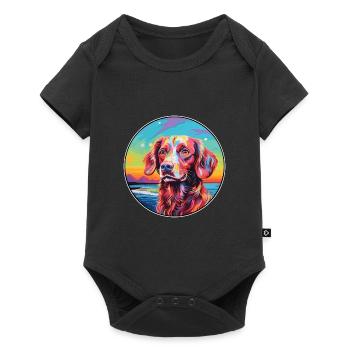 French Brittany Dog Breed Colorful Cartoon Waterco - Baby Premium short-sleeve bodysuit - black - Front