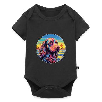 German Spaniel Dog Breed Colorful Cartoon Watercol - Baby Premium short-sleeve bodysuit - black - Front