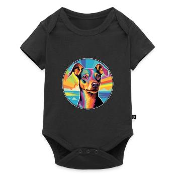 German Pinscher Dog Breed Colorful Cartoon Waterco - Baby Premium short-sleeve bodysuit - black - Front