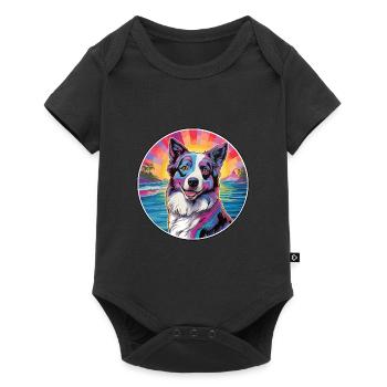 Georgischer Schäferhund Rasse Buntes Karikatur Wasser - Baby Premium Kurzarmbody - Schwarz - Vorne