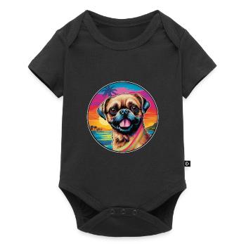 Griffon Bruxellois Dog Breed Colorful Cartoon Wate - Baby Premium short-sleeve bodysuit - black - Front