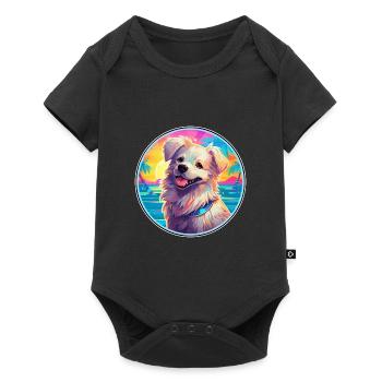 Hygenhund chien race coloré dessin animé aquarelle - Body à manches courtes Premium Bébé - noir - Devant