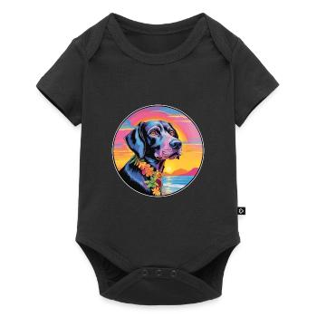 Harrier Hunderasse Buntes Karikatur-Aquarell - Baby Premium Kurzarmbody - Schwarz - Vorne