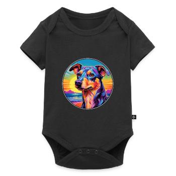 Hare Indian Dog Breed Colorful Cartoon Watercolor - Baby Premium short-sleeve bodysuit - black - Front