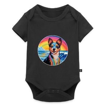 Japanese Terrier Dog Breed Colorful Cartoon Waterc - Baby Premium short-sleeve bodysuit - black - Front
