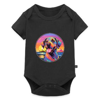Karakachan chien race coloré dessin animé aquarelle - Body à manches courtes Premium Bébé - noir - Devant