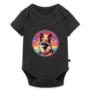 Roi Berger Chien Race Coloré Dessin Animé Watercolo - Body à manches courtes Premium Bébé - noir - Devant