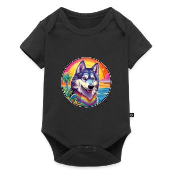 Kunming Wolfhund Hunderasse Bunte Karikatur Waterco - Baby Premium Kurzarmbody - Schwarz - Vorne