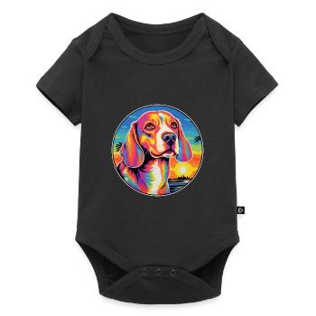 Kerry Beagle Dog Breed Colorful Cartoon Watercolor - Baby Premium short-sleeve bodysuit - black - Front
