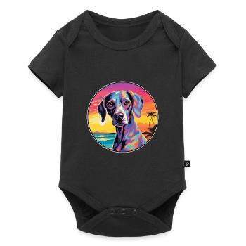 Leopard Cur Dog Breed Colorful Cartoon Watercolor - Baby Premium short-sleeve bodysuit - black - Front