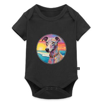 Lurcher Dog Breed Colorful Cartoon Watercolor - Baby Premium short-sleeve bodysuit - black - Front