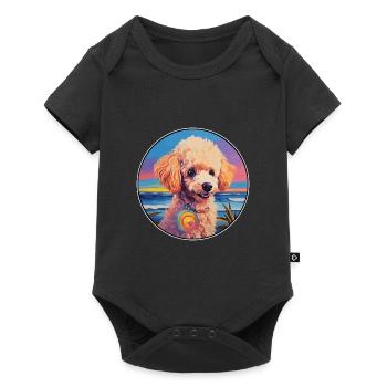 Caniche miniature chien race coloré dessin animé Waterc - Body à manches courtes Premium Bébé - noir - Devant