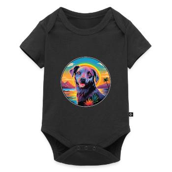 Nouvelle-Zélande Race Chien Coloré Dessin Animé Aquarelle - Body à manches courtes Premium Bébé - noir - Devant