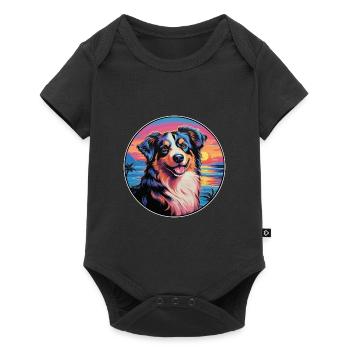 North American Shepherd Dog Breed Colorful Cartoon - Baby Premium short-sleeve bodysuit - black - Front