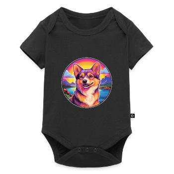 Norvégien Lundehund Chien Race Coloré Dessin Animé Wat - Body à manches courtes Premium Bébé - noir - Devant
