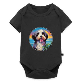 Chien de berger portugais race de chien coloré dessin animé Wat - Body à manches courtes Premium Bébé - noir - Devant