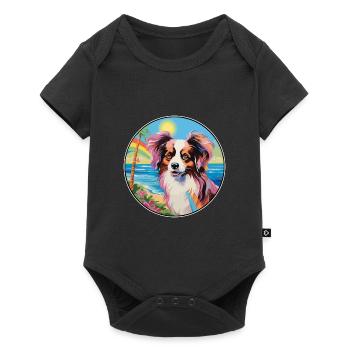 Papillon chien race coloré dessin animé aquarelle - Body à manches courtes Premium Bébé - noir - Devant